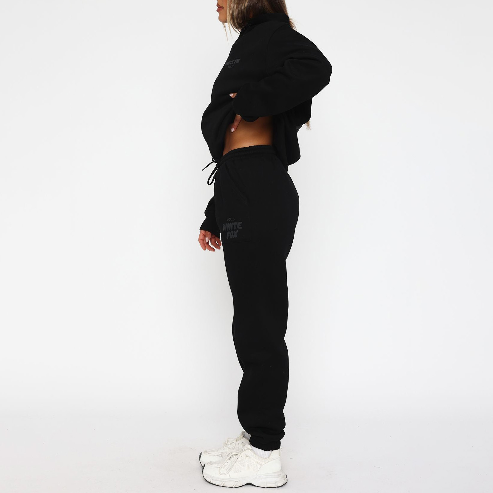 Fashion Sports LOGO Long Sleeve Pullover Hooded Sweatshirt Two Piece Set