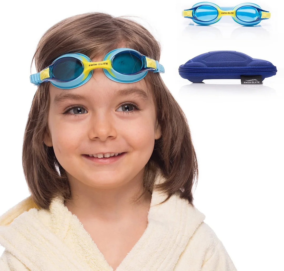 Swimming Goggles for Kids (Age 2-8 years old) with Fun Car Hardcase for Easy Transportation
