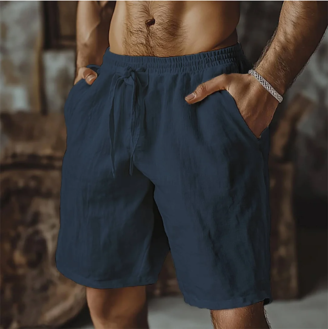 Men's Drawstring Linen Shorts-inspireuse