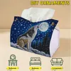 Diamond Art Tissue Box Cover DIY PU Desktop Organizer Large(WOLF)