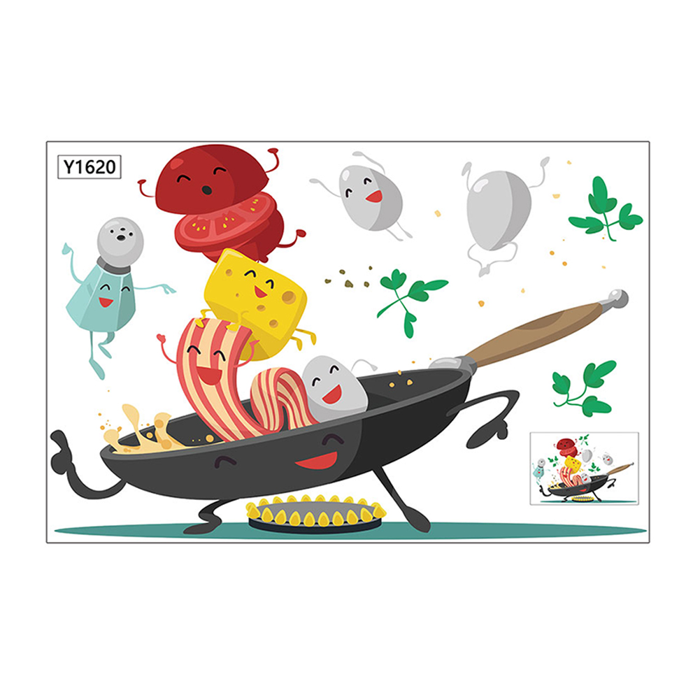 

Cartoon Happy Pan Wall Sticker for Kitchen Fridge Cupboard Mural Wallpaper, 501 Original