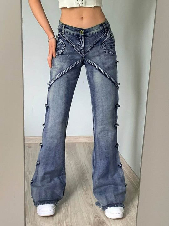 Y2K Retro Style Small Pocket Jeans-luchamp:luchamp