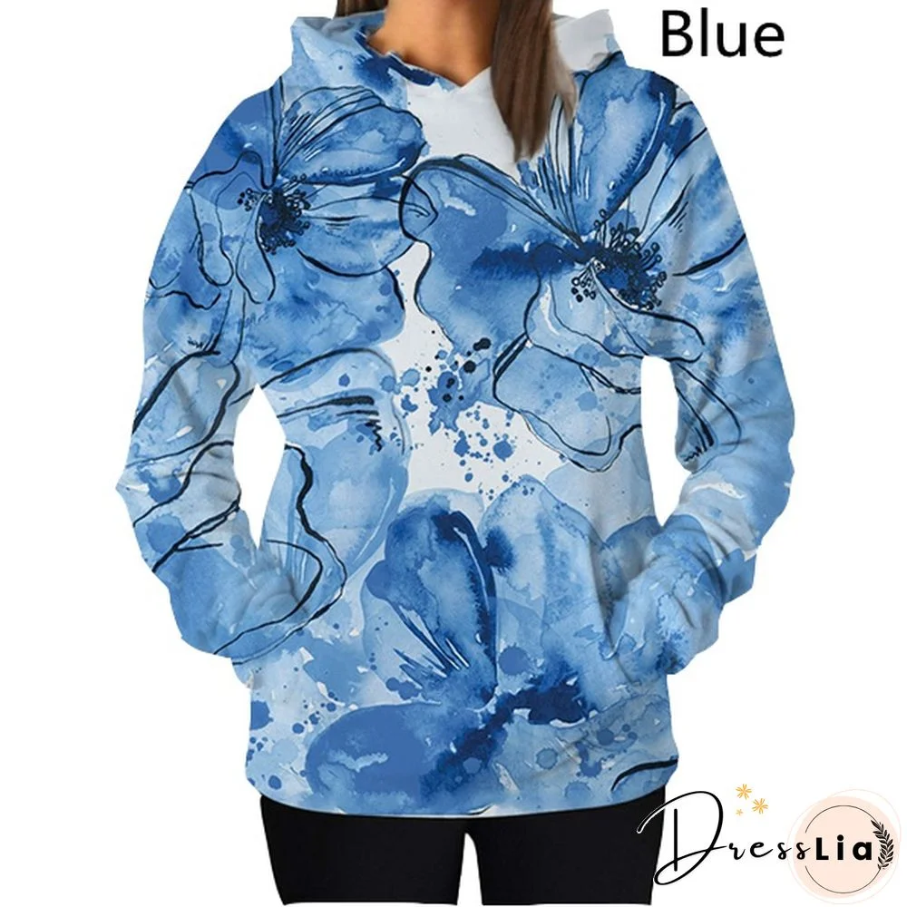 Classic Women Stylish Hoodie Butterfly + Flower Pullover Girls Hooded Sweatshirt Tops