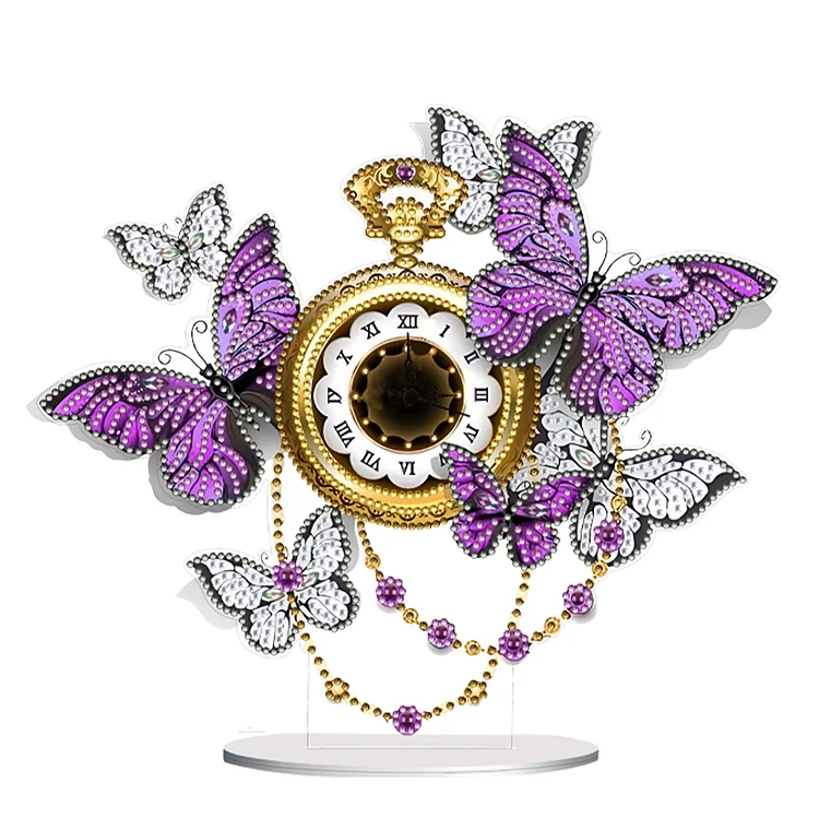 【Clock】Acrylic Special Shaped Butterfly 5D Diamond Painting Clock Art Craft for Kids gbfke