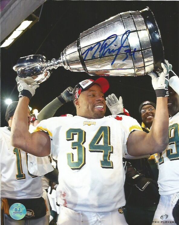 Edmonton Eskimos Mike Pringle Signed Autographed 8x10 Photo Poster painting COA