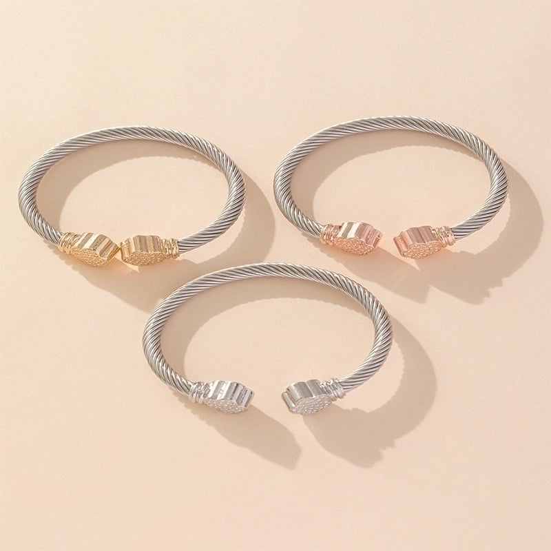 Retro Solid Color Stainless Steel Cuff Bracelets In Bulk