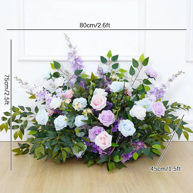A8785 Outdoor Wedding Backdrop Arch Decor Purple Blue Rose Flower Row