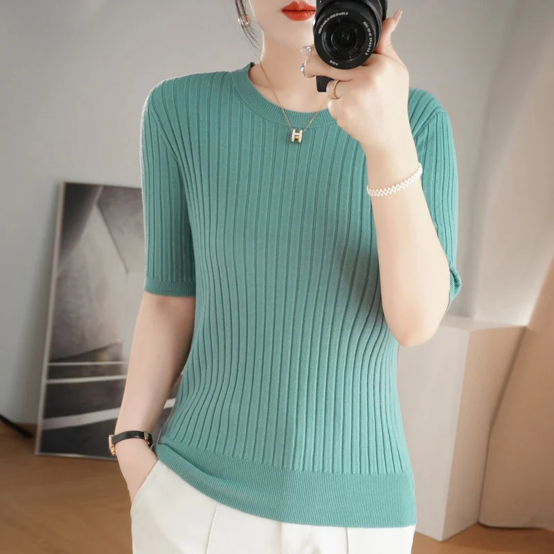 Churchf Churchf Collar Pit Bottom Shirt Women's New Slim Sweater Short Versatile Casual Sweater