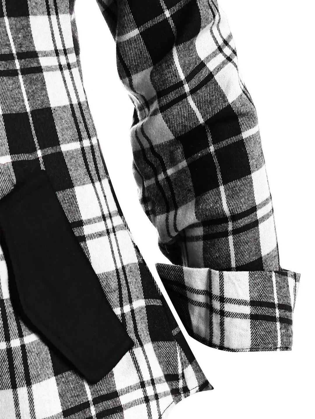 Women's Zipper Plaid Pocket Hooded Shirt Jacket Red