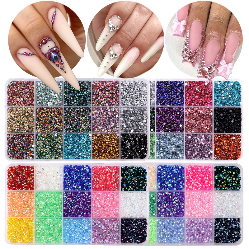 15 Color Resin Bottoming Drill Color AB Diamond Mixed Color Acrylic Diamond Handmade DIY Stick-on Crystals Large Transparent Rhinestone Jewelry Suit