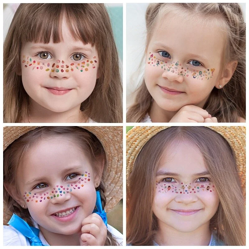 6Pcs/set Temporary Tattoos for Kids Cartoon Cute Freckles Face Stickers Waterproof Disposable Party Makeup tatouage temporaire