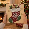 (20x20cm)Christmas Stocking Pearl Painting Art Kits With Inner Frame Pearl Gem Paintings Picture Arts Craft for Adults Beginners Home Wall Decor