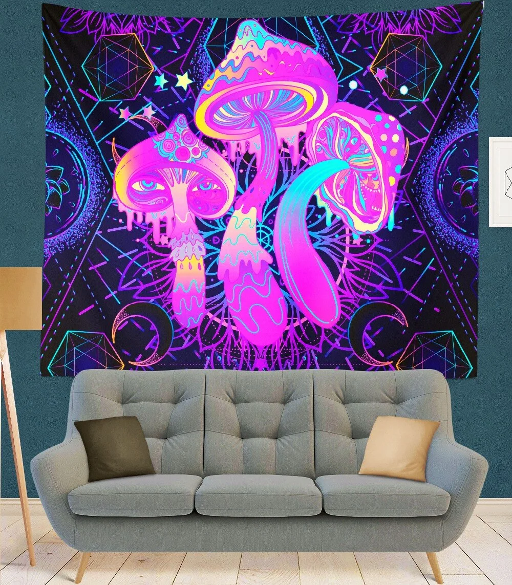 India Mandala Tapestry purple mushroom Wall Hanging Boho Decor Wall Cloth Tapestries Psychedelic Hippie Mandala Wall Carpet