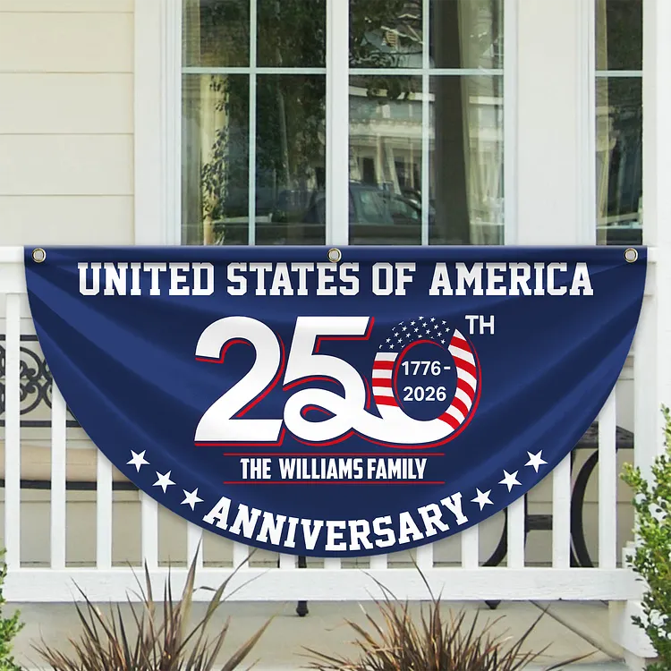 Personalized America 250th Anniversary Bunting Flag Patriotic 250th Anniversary 1776 2026 United States of America Non-Pleated Fan Flag