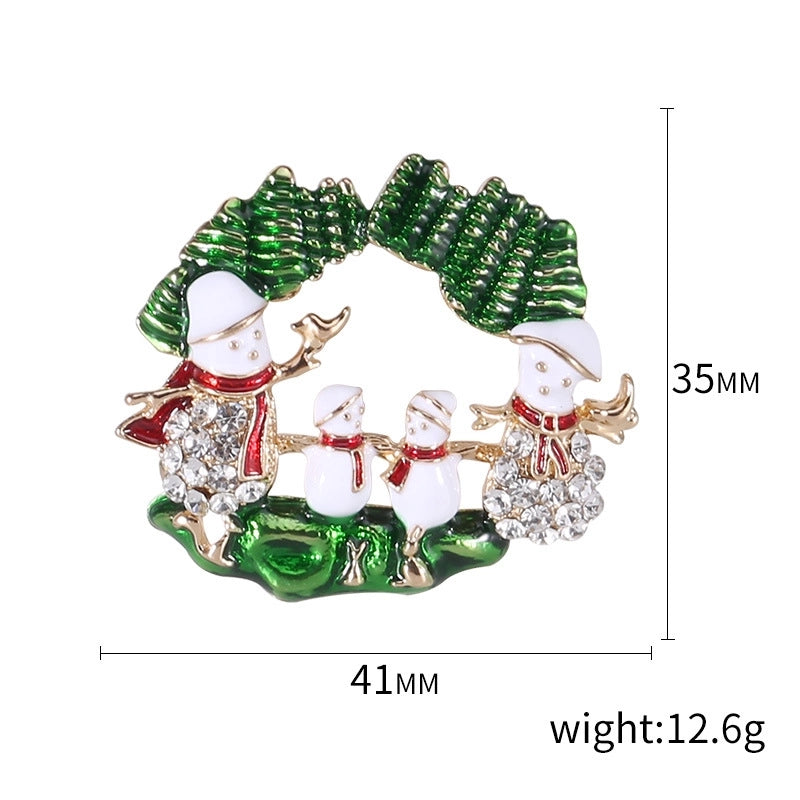 Cute Classic Style Pin Santa Claus Snowflake Elk Alloy Enamel Inlay Rhinestones Unisex Brooches