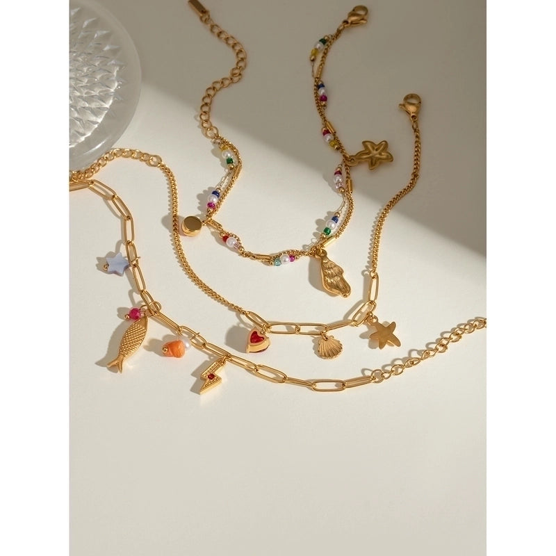 Minimalist Classic Style Streetwear Starfish Shell Lightning 304 Stainless Steel Bracelets In Bulk