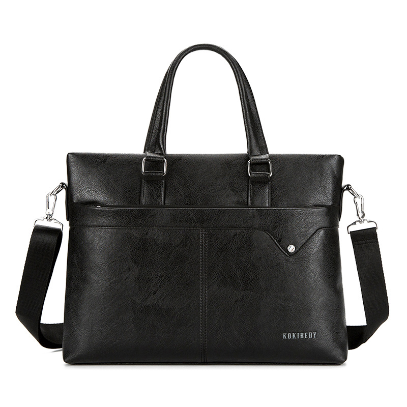 Mature Men's Business Horizontal Leather Briefcase Handbag