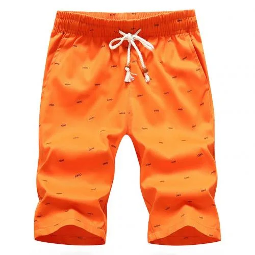 2021 New Summer Cargo Shorts Men Casual Fishbone Print Drawstring Pockets Cotton Beach Shorts Fifth Pants Casual Shorts