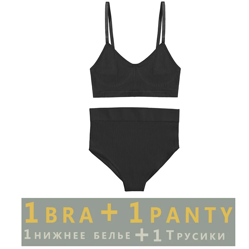 Women Fashion Seamless Bra Set Push Up Bra Fitness Crop Top And  Pantys Girls Sexy Wireless Brassiere Suit For Ladies Lingerie