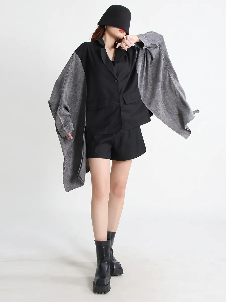 Uveng Uveng Large Size Loose Casual Coat Female Spring 2024 New Fashion V-Neck Long Sleeve Cardigan Irregular Windbreaker