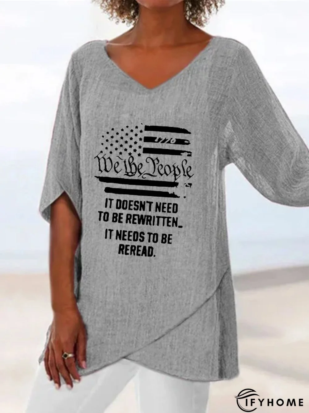 Half Sleeve V Neck Printed Tops | IFYHOME