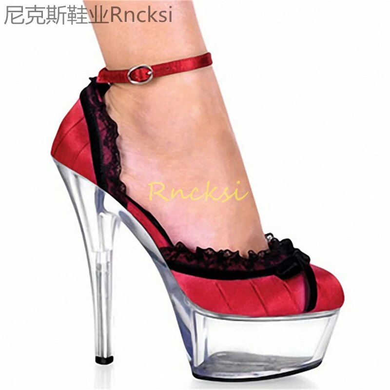 VCshoes 15cm Autumn New Ultra-high Heel Joker Women's Round Head Shoes High Heels Ultra-high Heel Stiletto Red Shoes