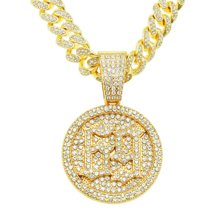 Men Women Hip Hop 6ix9ine Rapper Pendant Necklace with 13mm Miami Cuban Chain Iced Out Bling HipHop Necklaces Fashion Jewelry_ viptrois