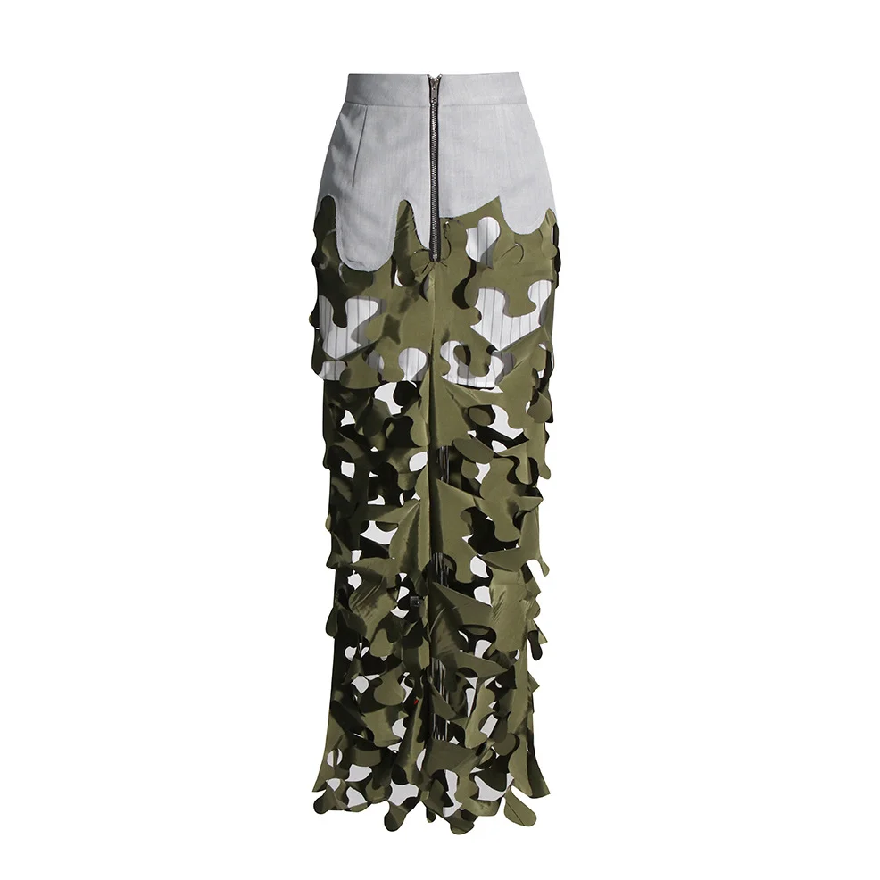 Zingj Spring 2025 New Personality Street Trending Irregular Splicing Bump Color High-Waist Hip Half-Dressed Woman