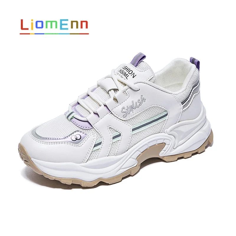 Women's Chunky Sneakers Women Shoes 2021 Fashion Korean White Casual Running Sport Shoe Platform Vulcanized Tennis Basket Femme