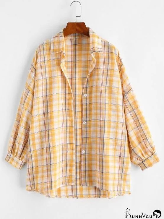 Drop Shoulder Plaid Oversize Shacket for Women