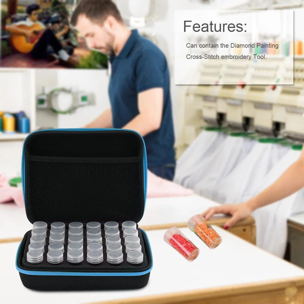 30 Bottles Diamond Painting Charms Box Embroidery Tool Storage Bag (Blue)