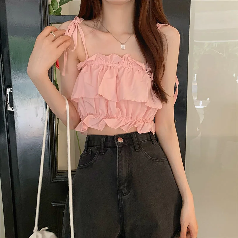 Uveng Uveng Leafside Spice Girls Sling Women's 2023 New Summer Vests Outside The High-Rise, Sleeveless Blaming Umbility Umbility Top