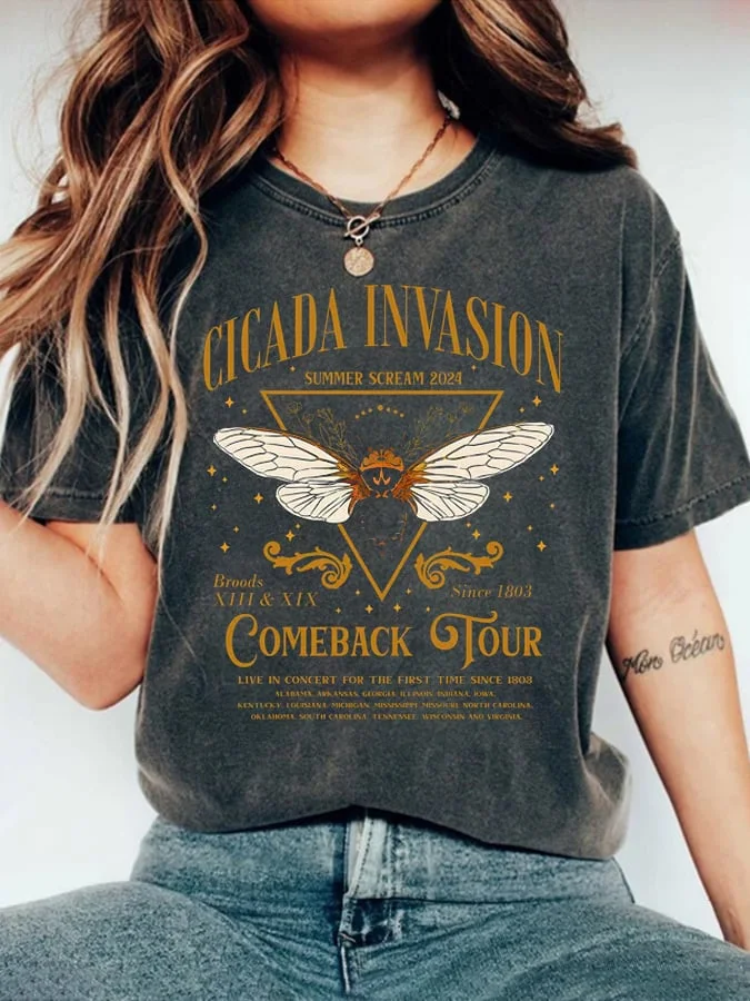 Women's The Cicadas Reunion Tour Printed Casual T-Shirt