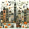 (40*40cm)Halloween Street - Full Round Drill Diamond Painting