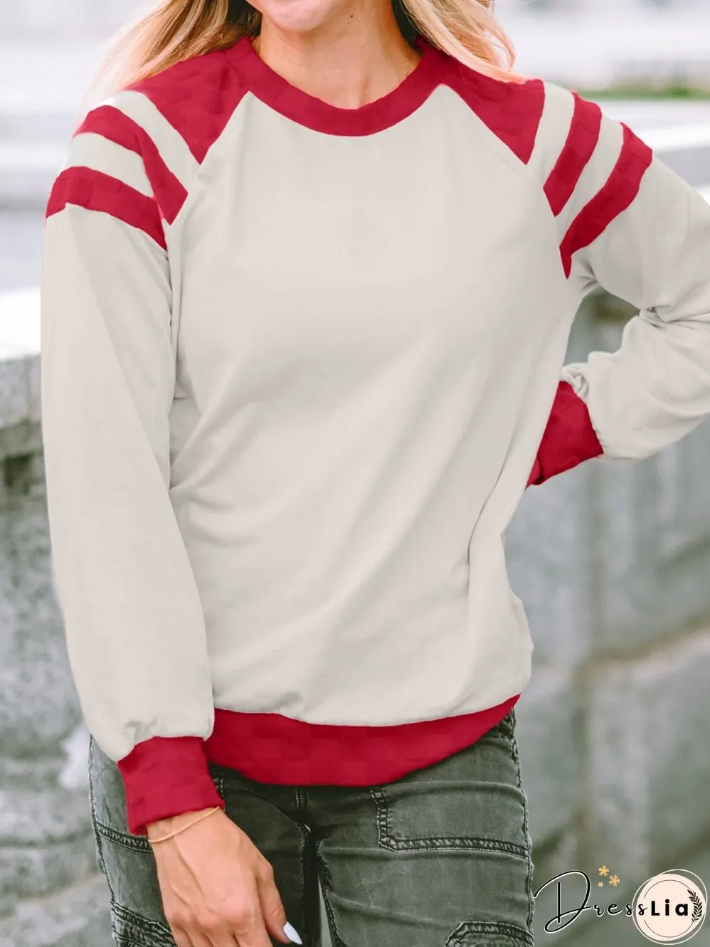 Cozy Apricot Color Block Long Sleeve Knit Top