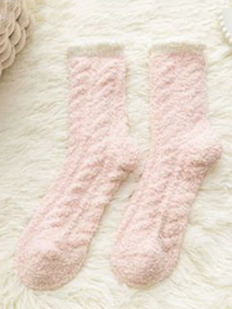 Casual Fuzzy Thickened Candy Colour Crew Sock