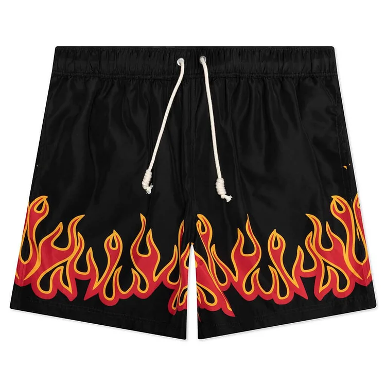 Sopula Trendy Flame Print Black Shorts