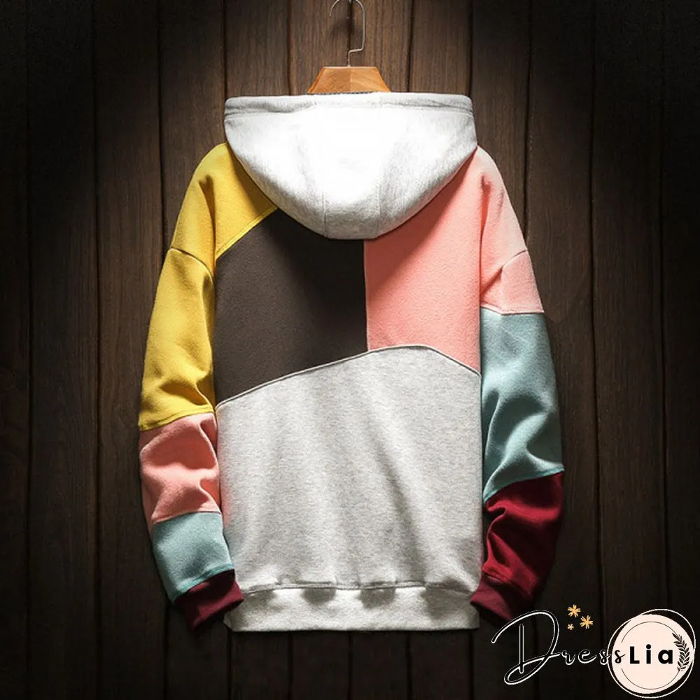 Men's Fashion Color-Block Casual Hoodie