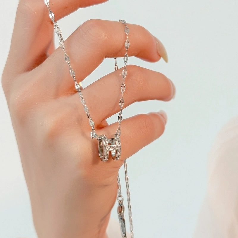 2 Pieces Minimalist Classic Style Geometric Titanium Steel Plating Pendant Necklace