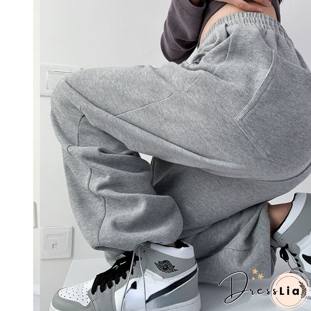 Plus Size White Gray Sweatpants Women Autumn Baggy Loose Women Sports Thicken Pants Warm Winter Trousers Joggers Streetwear