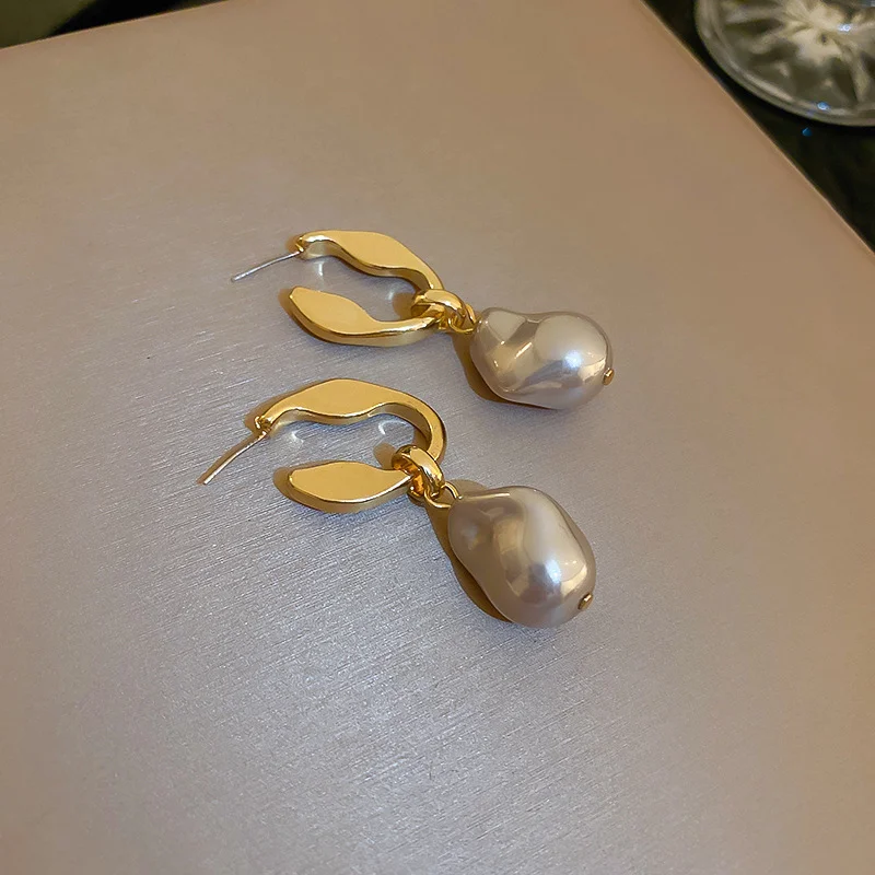 Irregular Pearl Drop Earrings