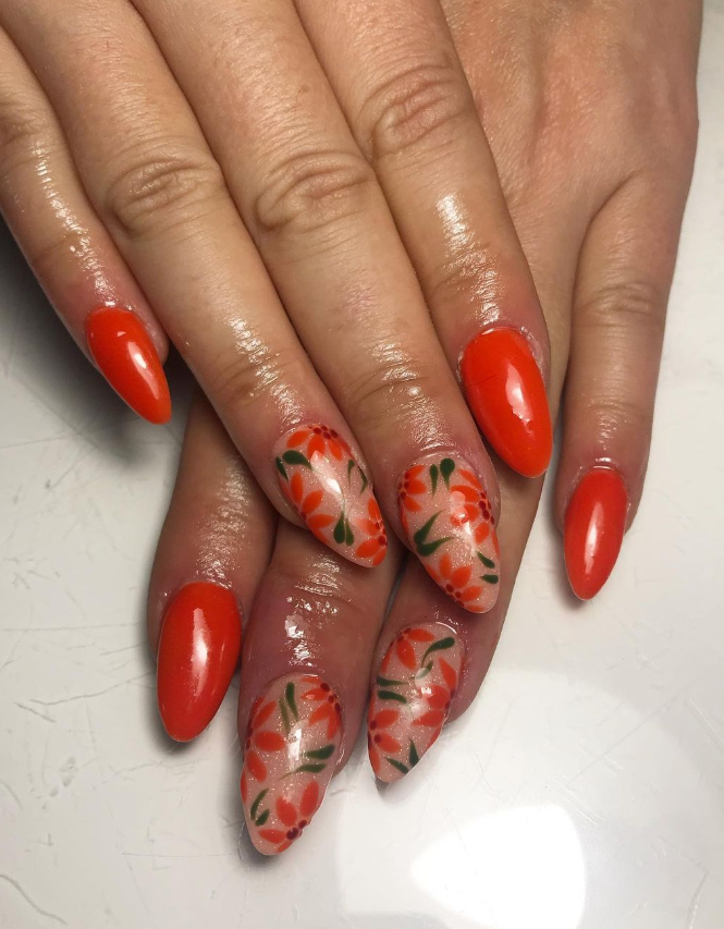 Orange Almond Nail Designs for Summer 2023 Morovan