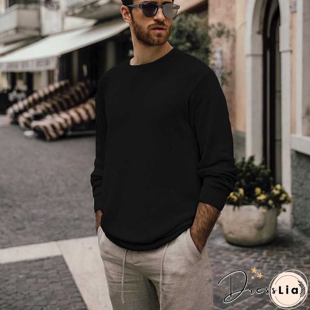 Autumn Winter Long Sleeve Knitted Pullover