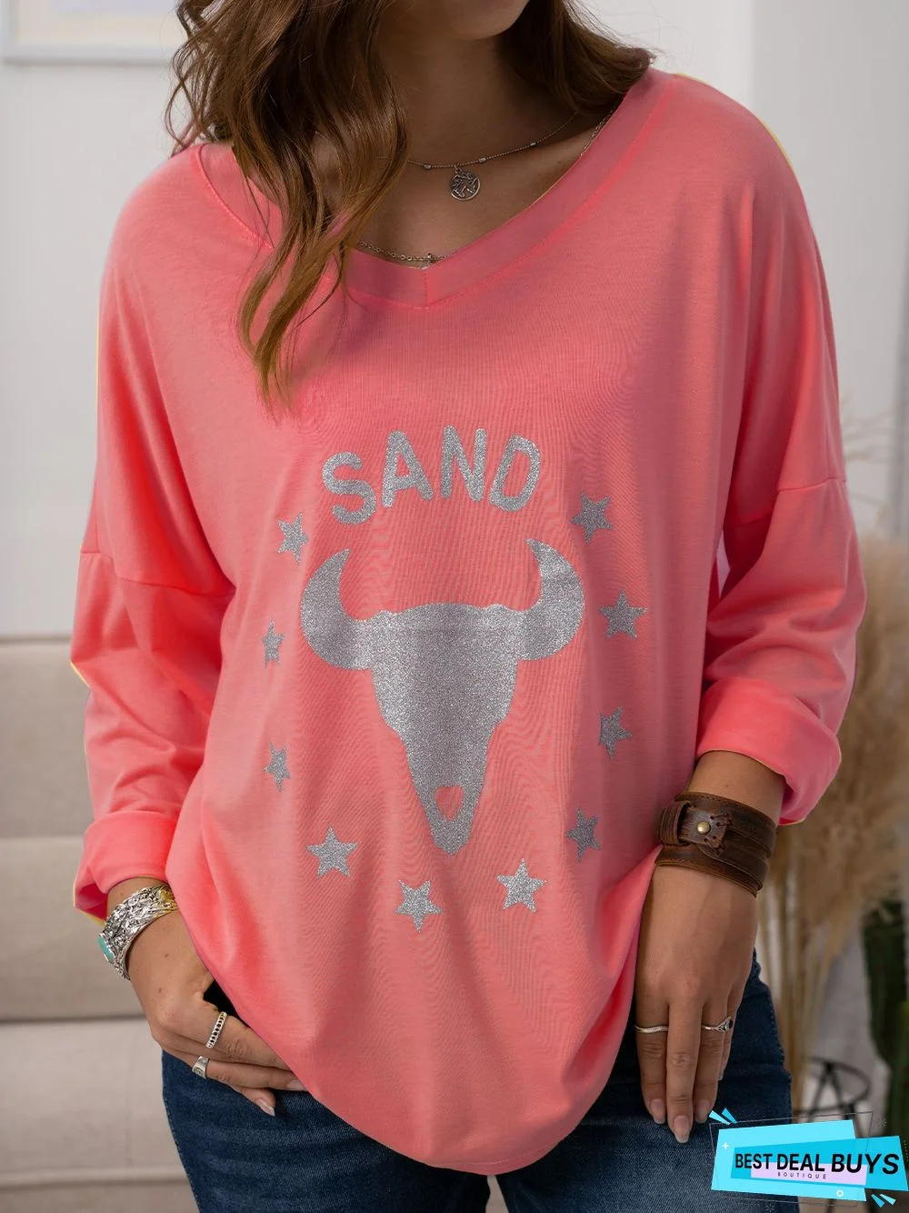 Casual Cotton-Blend Crew Neck Printed T-shirt