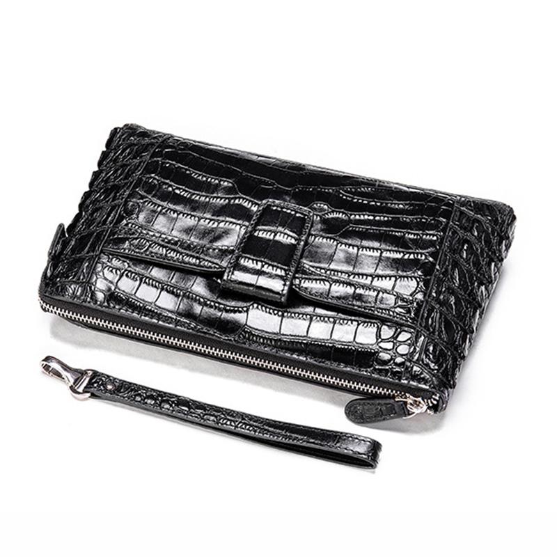 Mens Business Crocodile Leather Clutch Bag