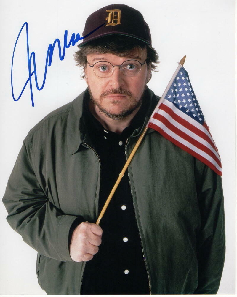 MICHAEL MOORE SIGNED AUTOGRAPH 8X10 Photo Poster painting -FAHRENHEIT 9/11 BOWLING FOR COLUMBINE