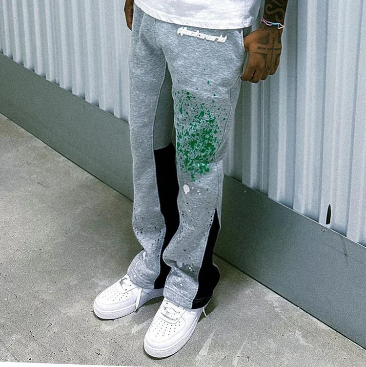 Sopula Gray Graffiti Street Print Flared Sweats Trousers