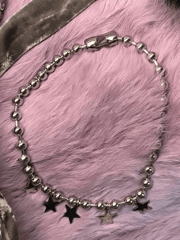Brownm Star Charm Punk Beads Necklace