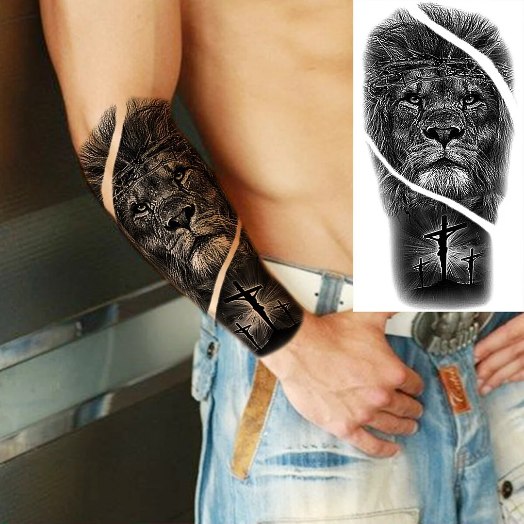 Sdrawing Realistic Black Devil Temporary Tattoos For Men Adult Tiger Pirate Skeleton Vampire Fake Tattoo Forearm Scary Tatoo Joker