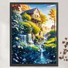 >SALE<Full Embroidery Cotton Thread14CT Print Landscape Flower Hut Cross Stitch50x65cm
